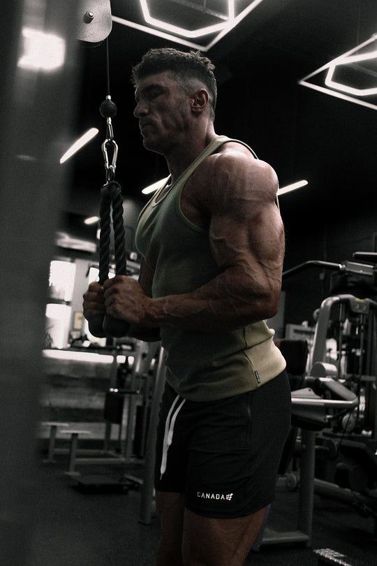 Ribbed Muscle Tank Top - Khaki