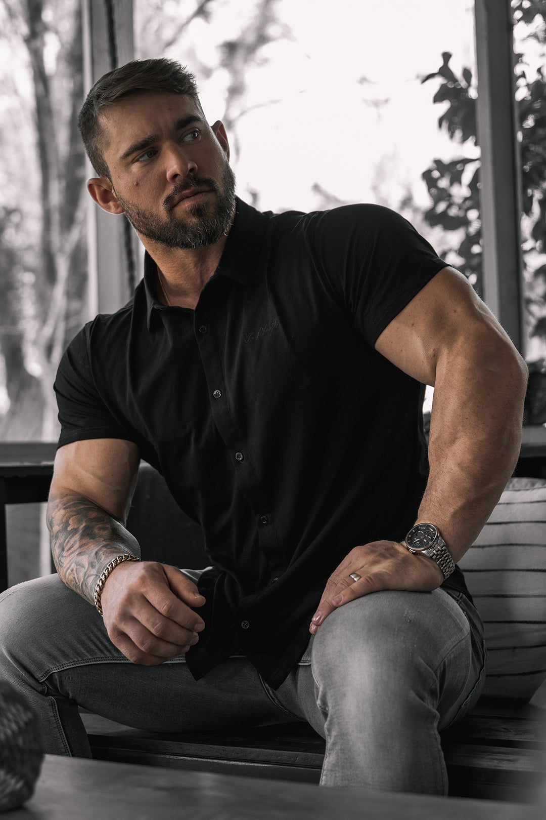 Flex Premium Stretch Button-Up Shirt - Onyx Black