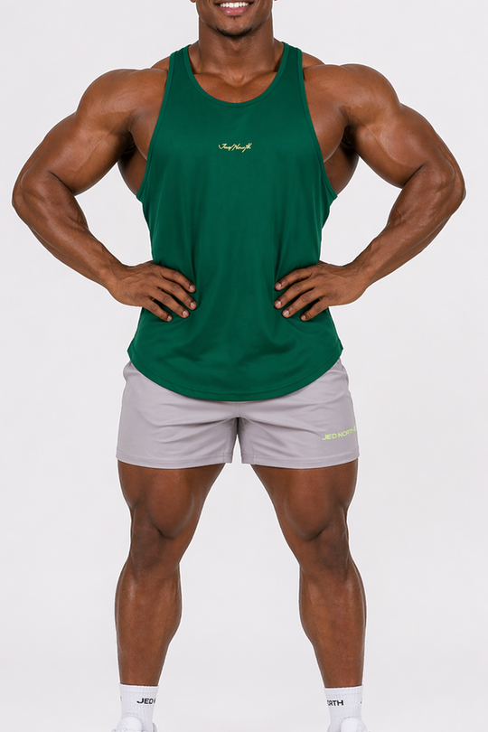 Fast-Dry Bodybuilding Workout Stringer - Green w/ Neon Logo
