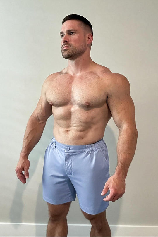 Flex Waist Chino Shorts - Light Blue