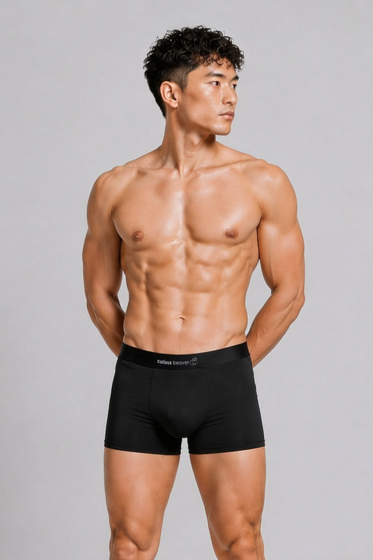 Men's Soft Modal Boxer Briefs - Midnight Black