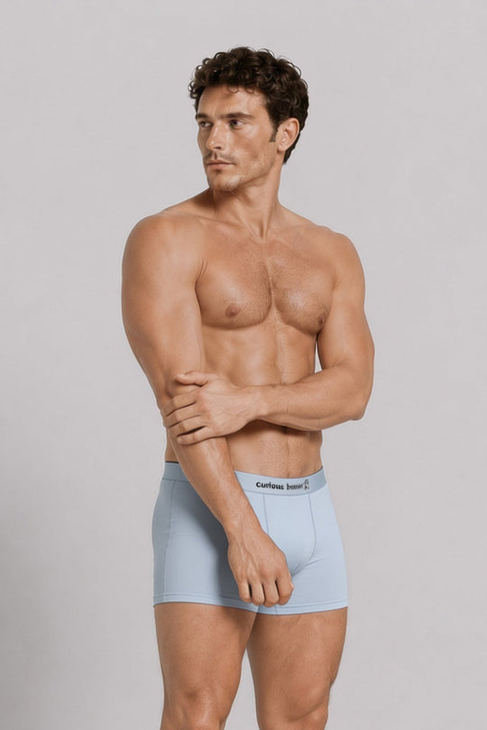 Men's Soft Modal Boxer Briefs - Silver Blue