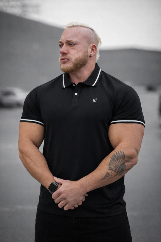 Banded Muscle-Fit Polo T-Shirt - Black