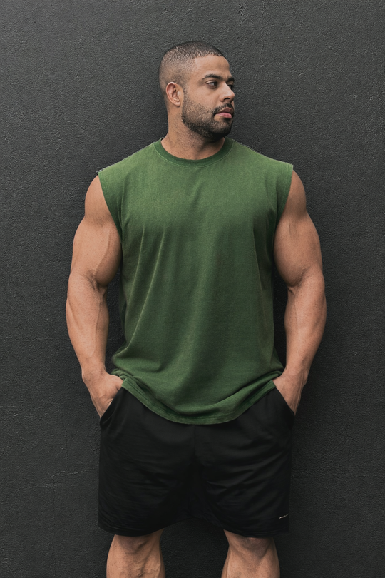 Retro Oversized Muscle Tee - Forest Green