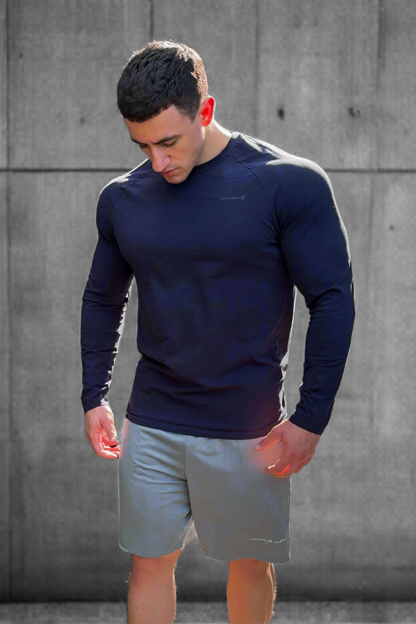 Titan Muscle-Fit Long Sleeve T-Shirt - Navy