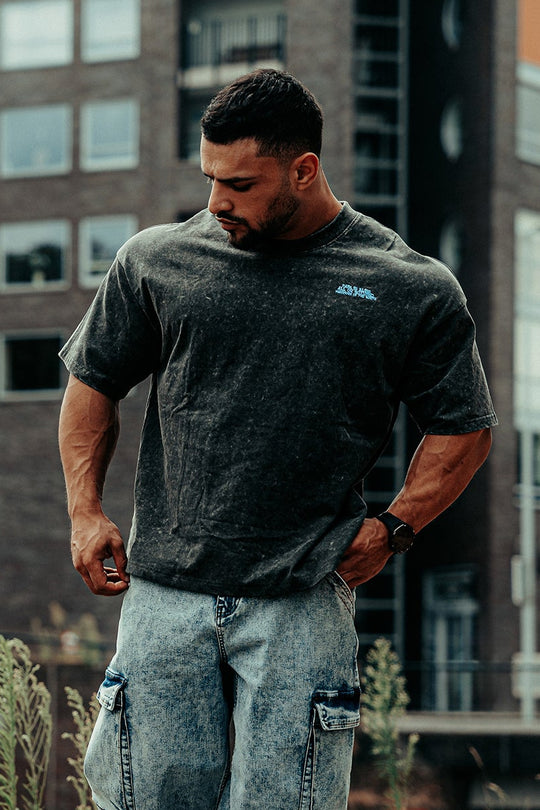 Vintage Washed Oversized T-Shirt - Charcoal Black