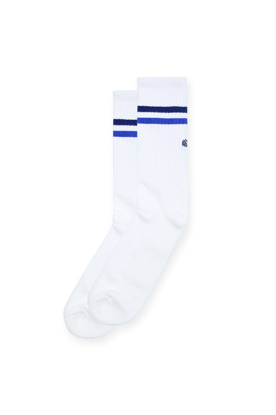 Men's Striped Crew Socks - Blue and White