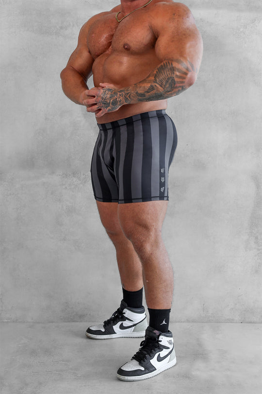 Retro Bodybuilding Shorts - Black & Gray