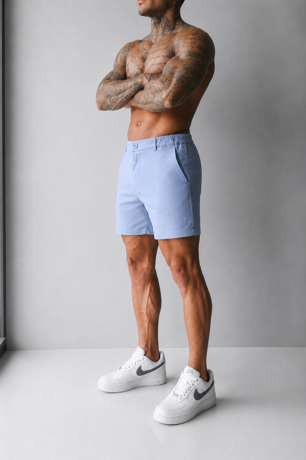 Flex Waist Chino Shorts - Light Blue