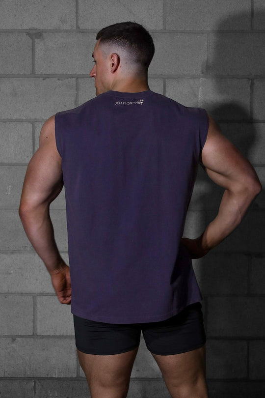 Retro Oversized Muscle Tee - Washed Navy