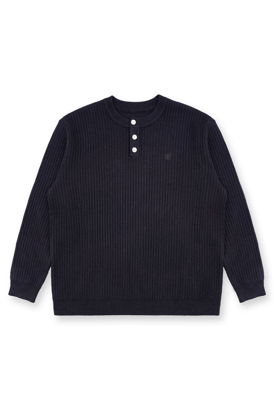 Classic Henley Sweater  - Dark Gray