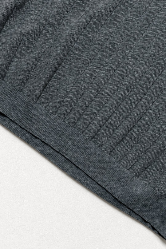 Rib Knit Collared Polo  - Storm Gray