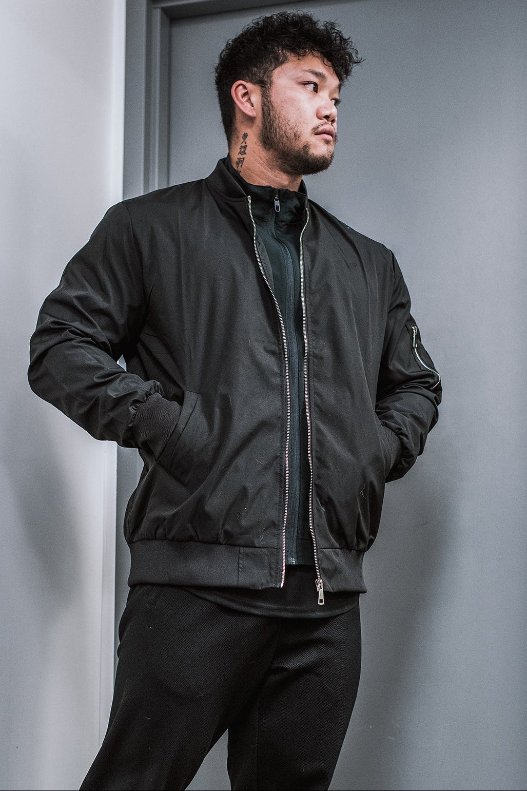 Men's Premium Bomber Jacket - Black