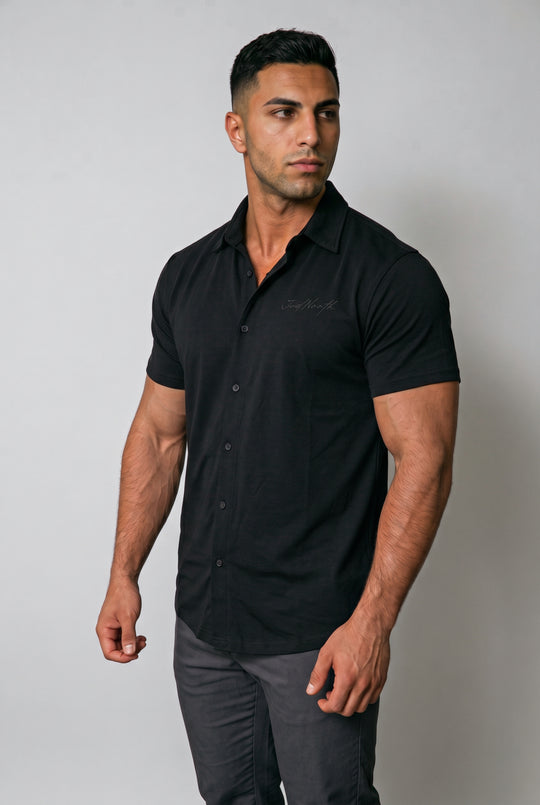Muscle-Fit Stretch Short Sleeve Shirt  - Midnight Black