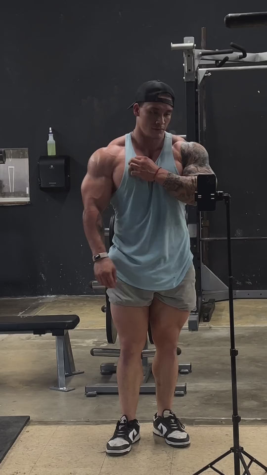 Fast-Dry Bodybuilding Workout Stringer - Light Blue