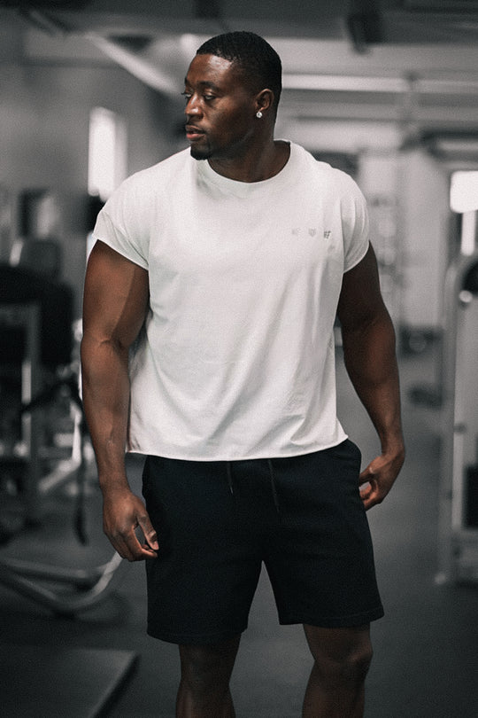 Oversized Raw-Cut Cropped Tee - White