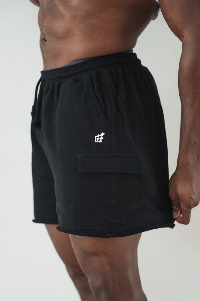 Men's Cargo Sweat Shorts - Black