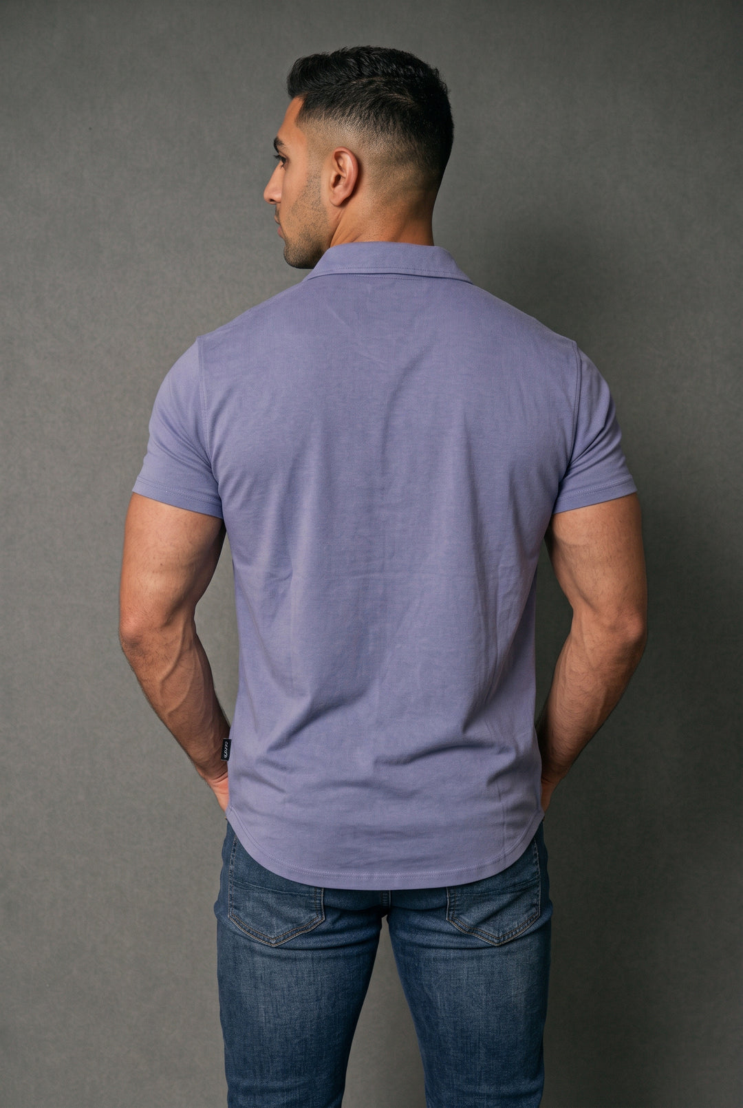 Muscle-Fit Stretch Short Sleeve Shirt - Muted Blue