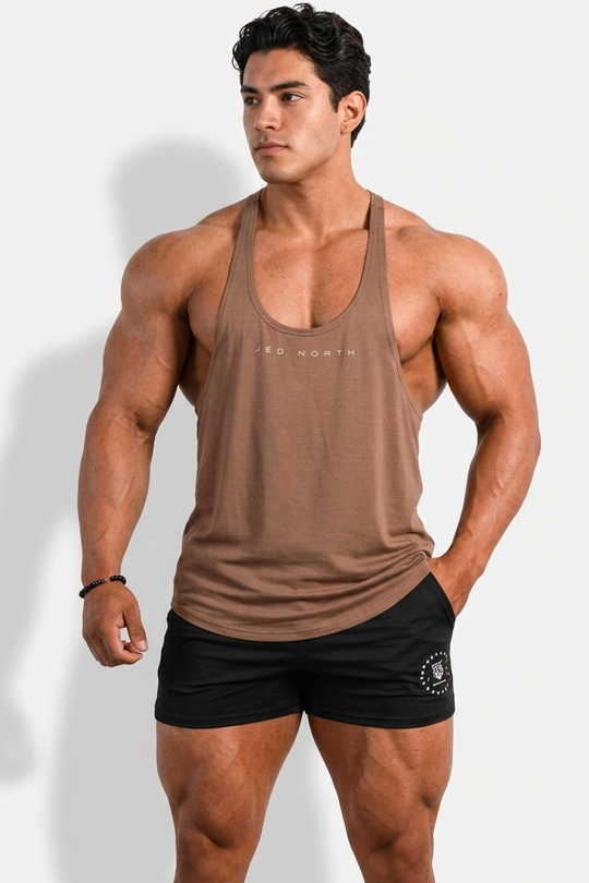 Classic Bodybuilding Racerback Stringer - Walnut Brown