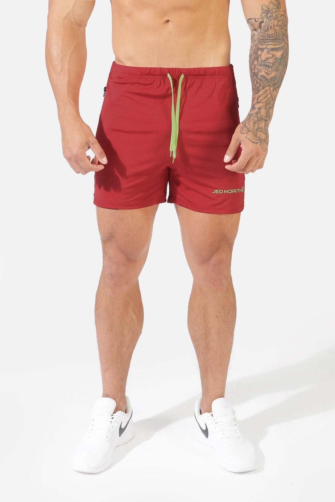 Agile Bodybuilding 4'' Shorts w Zipper Pockets - Crimson Red - Jed North